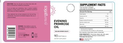 Synergetics, Kosher EVENING PRIMROSE OIL, EPO, For Skin & Women's Health - 90 Softgels