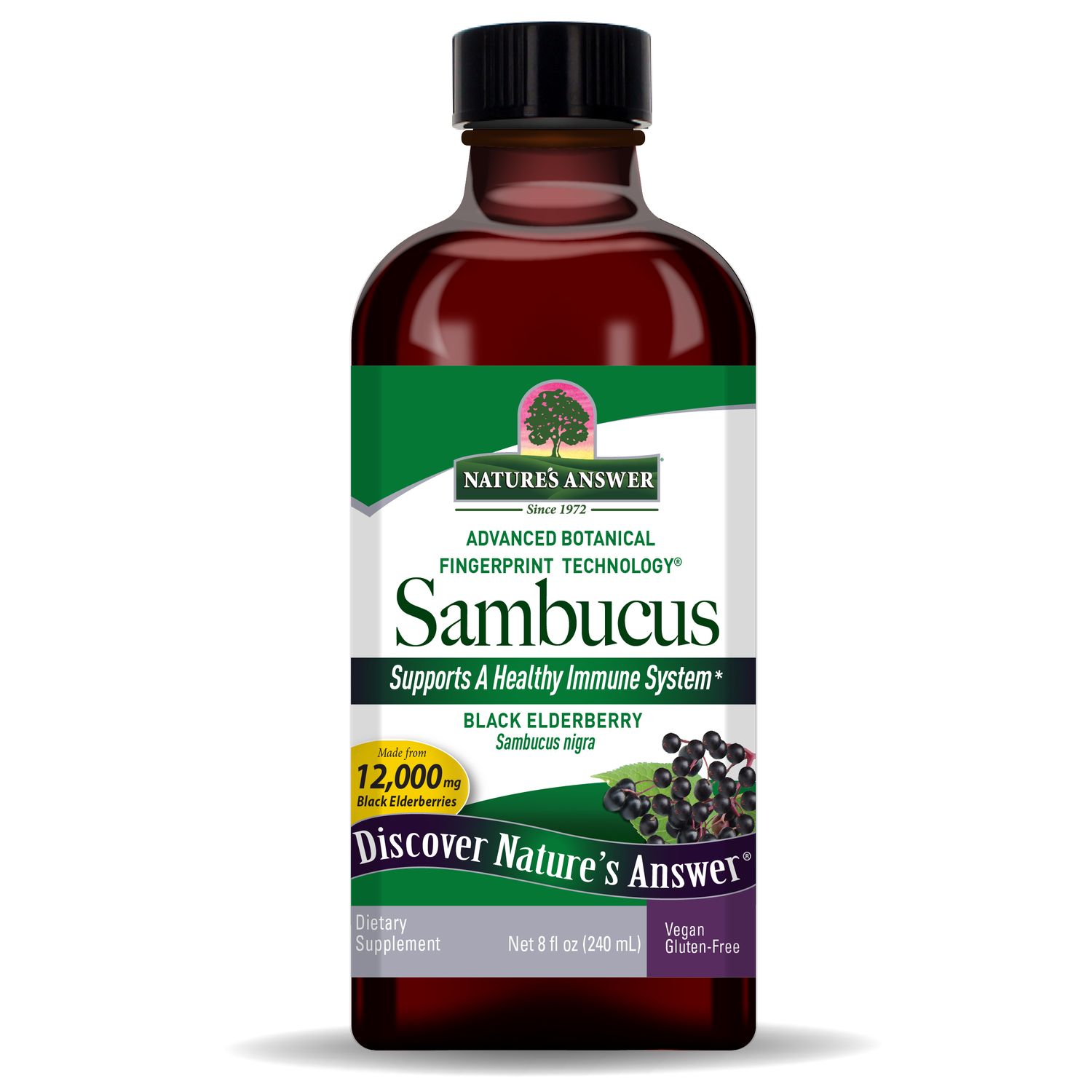 Natures Answer, Kosher Sambucus, Black Elderberry Extract, 12,000 mg - 8 fl. oz.