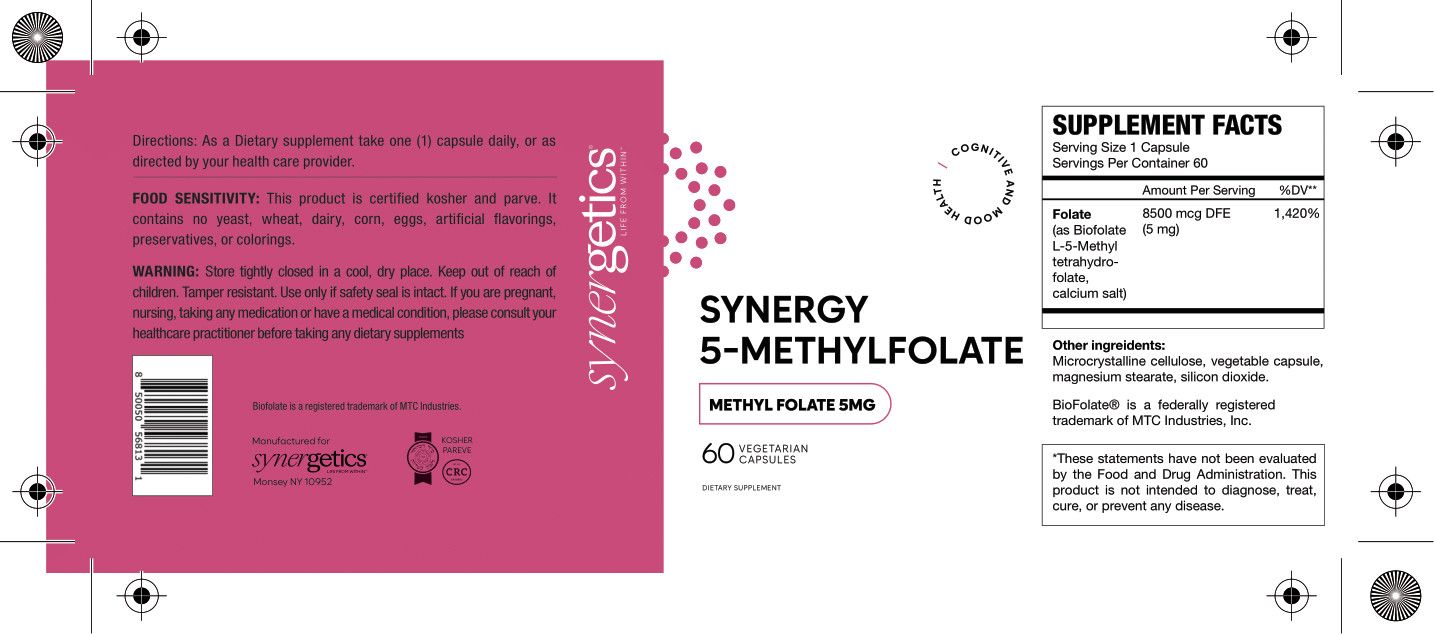 Synergetics, Kosher Synergy 5-Methylfolate 5mg, For Cognitive &amp; Mood Health - 60 Vegetarian Capsules
