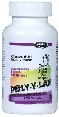 Landau, Kosher POLY-Y-LAN Chewable Multi Vitamin, WITHOUT Iron - 250 Tablets