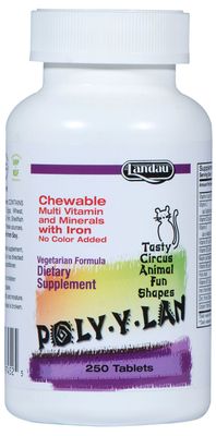 Landau, Kosher POLY-Y-LAN Chewable Multi Vitamin &amp; Minerals, With Iron - 250 Tablets