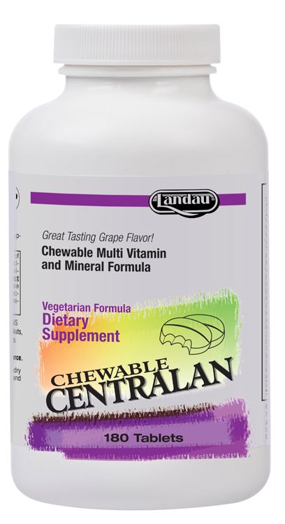 Landau, Kosher CHEWABLE CENTRALAN Multi Vitamin &amp; Mineral, Grape Flavor - 180 Tablets