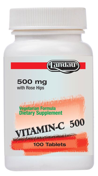 Landau, Kosher VITAMIN-C 500 mg, with Rose Hips - 100 Tablets