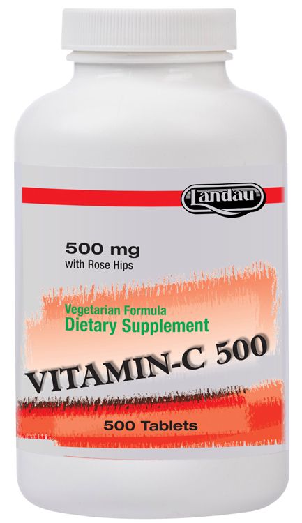 Landau, Kosher VITAMIN-C 500 mg, with Rose Hips - 500 Tablets