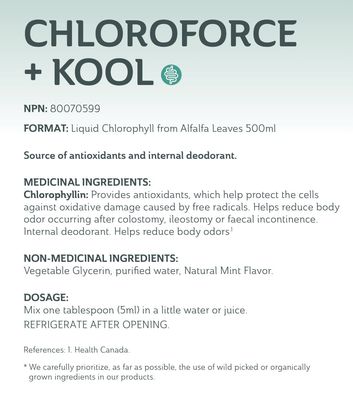Actumus, Kosher CHLOROFORCE + KOOL, Chlorophyll (with Mint) Liquid - 500 mL