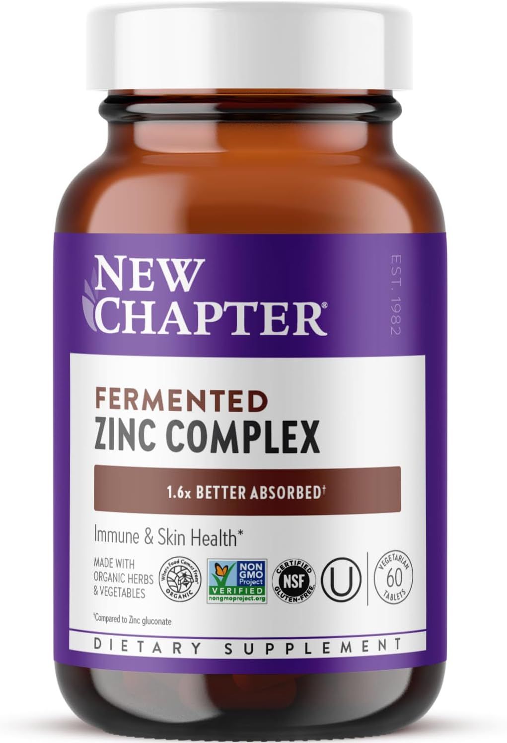 New Chapter, Kosher Fermented Zinc Complex - 60 Tablets