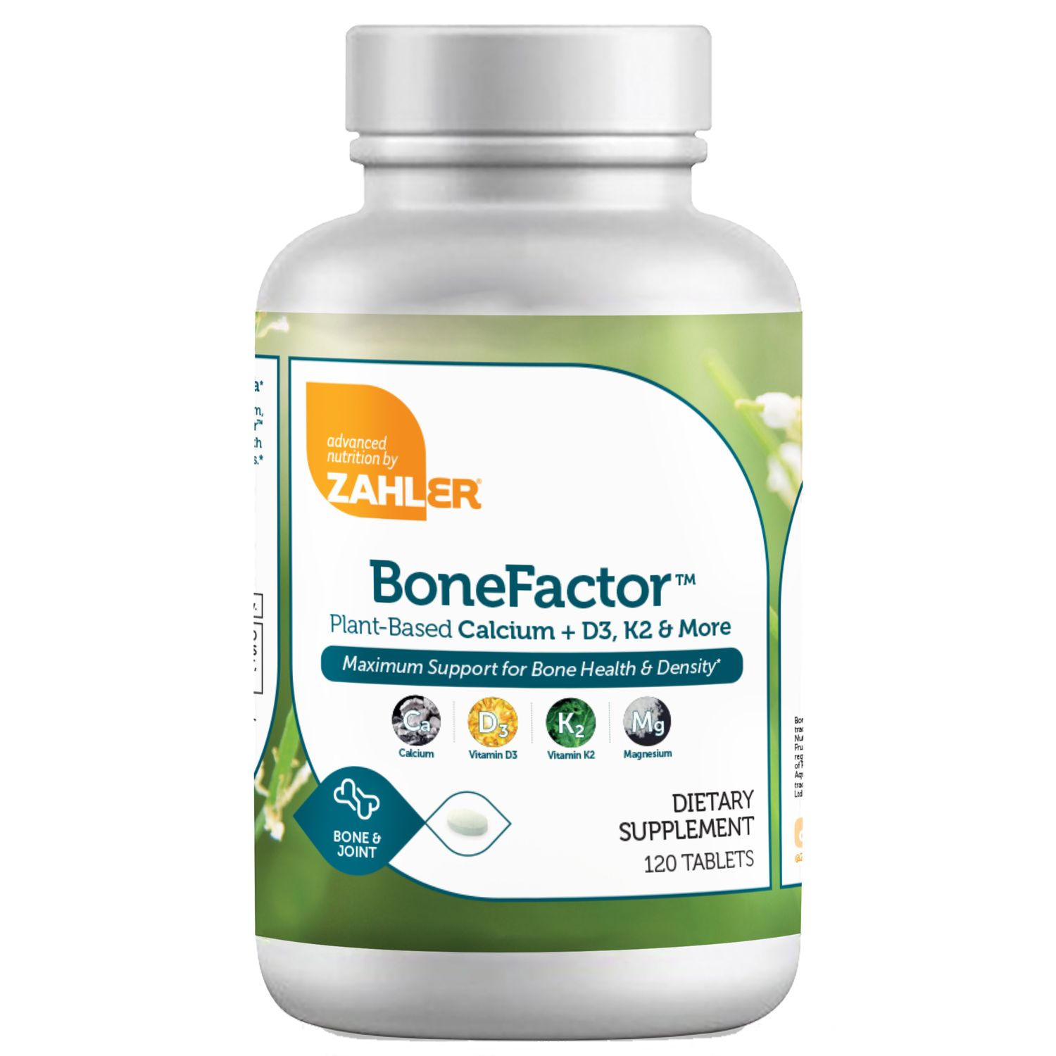 Zahlers, Kosher BoneFactor, Plant Based Calcium + Magnesium, D3 &amp; K2 - 120 Tablets