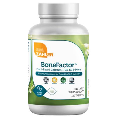 Zahlers, Kosher BoneFactor, Plant Based Calcium + Magnesium, D3 &amp; K2 - 120 Tablets