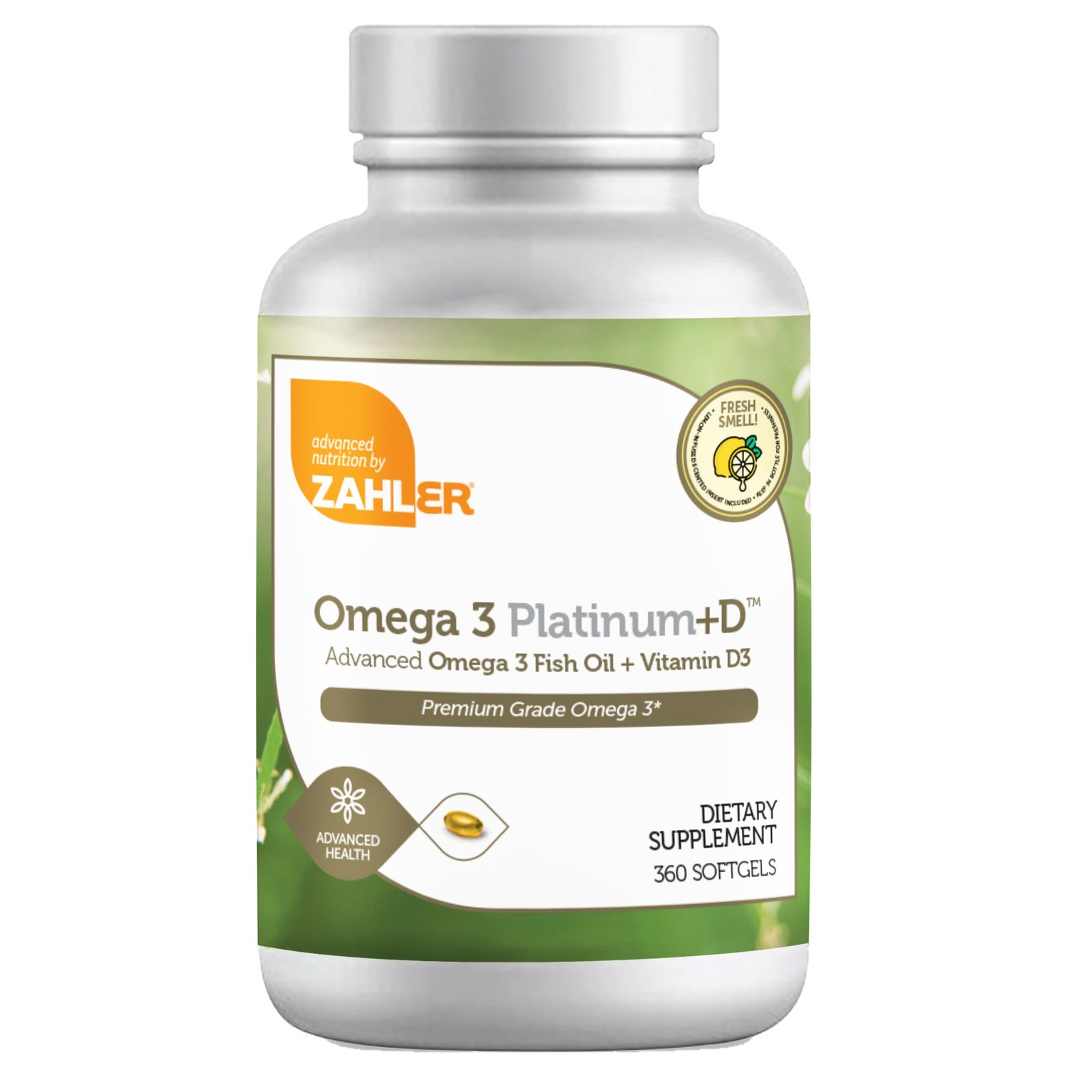Zahlers, Kosher Omega 3 Platinum+D3, Fish Oil - 360 Softgels