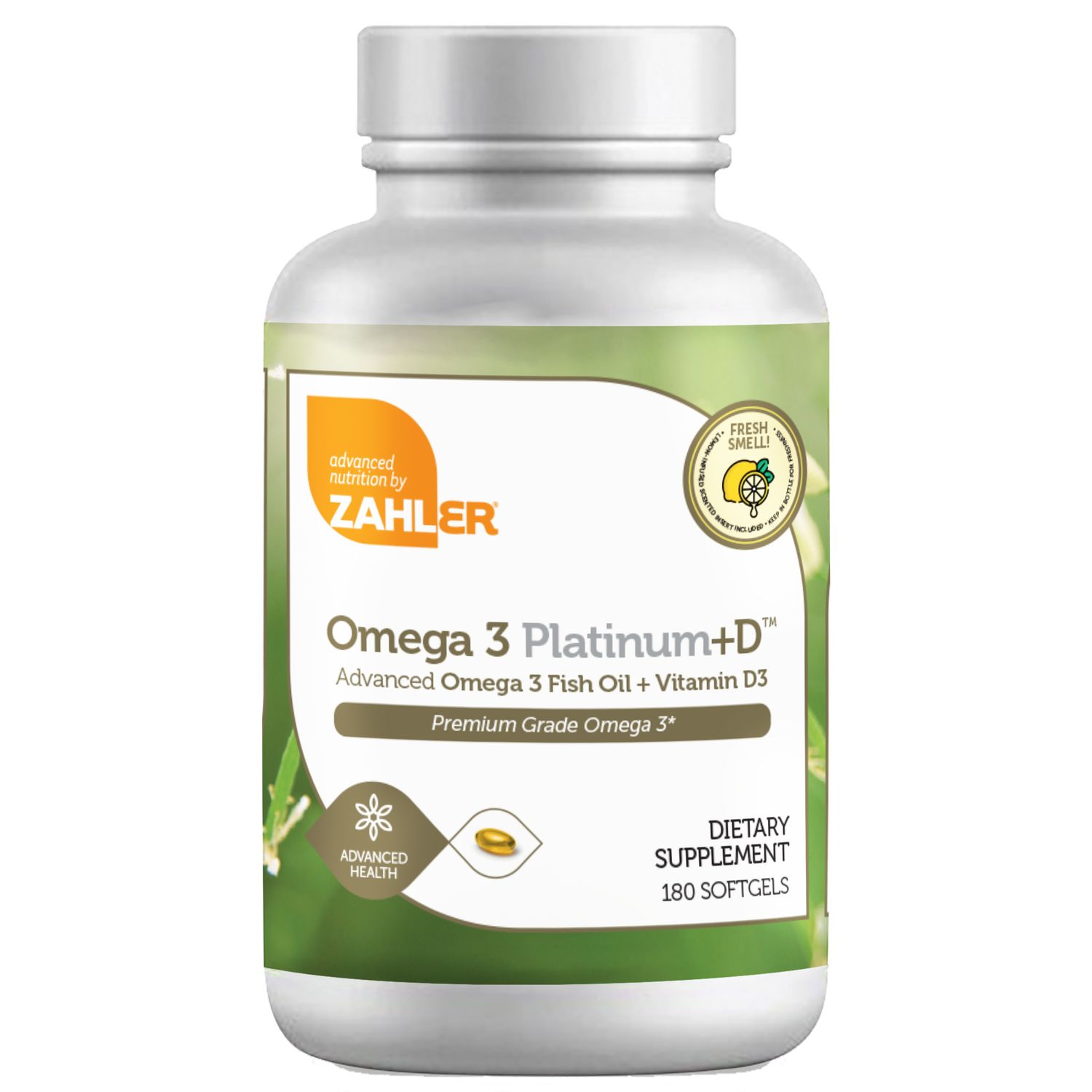 Zahlers, Kosher Omega 3 Platinum+D3, Fish Oil - 180 Softgels