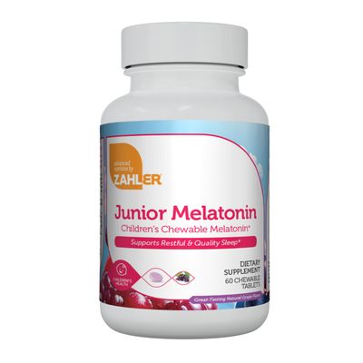 Zahlers, Kosher Junior Melatonin 1mg, Grape Flavor - 60 Chewable Tablets