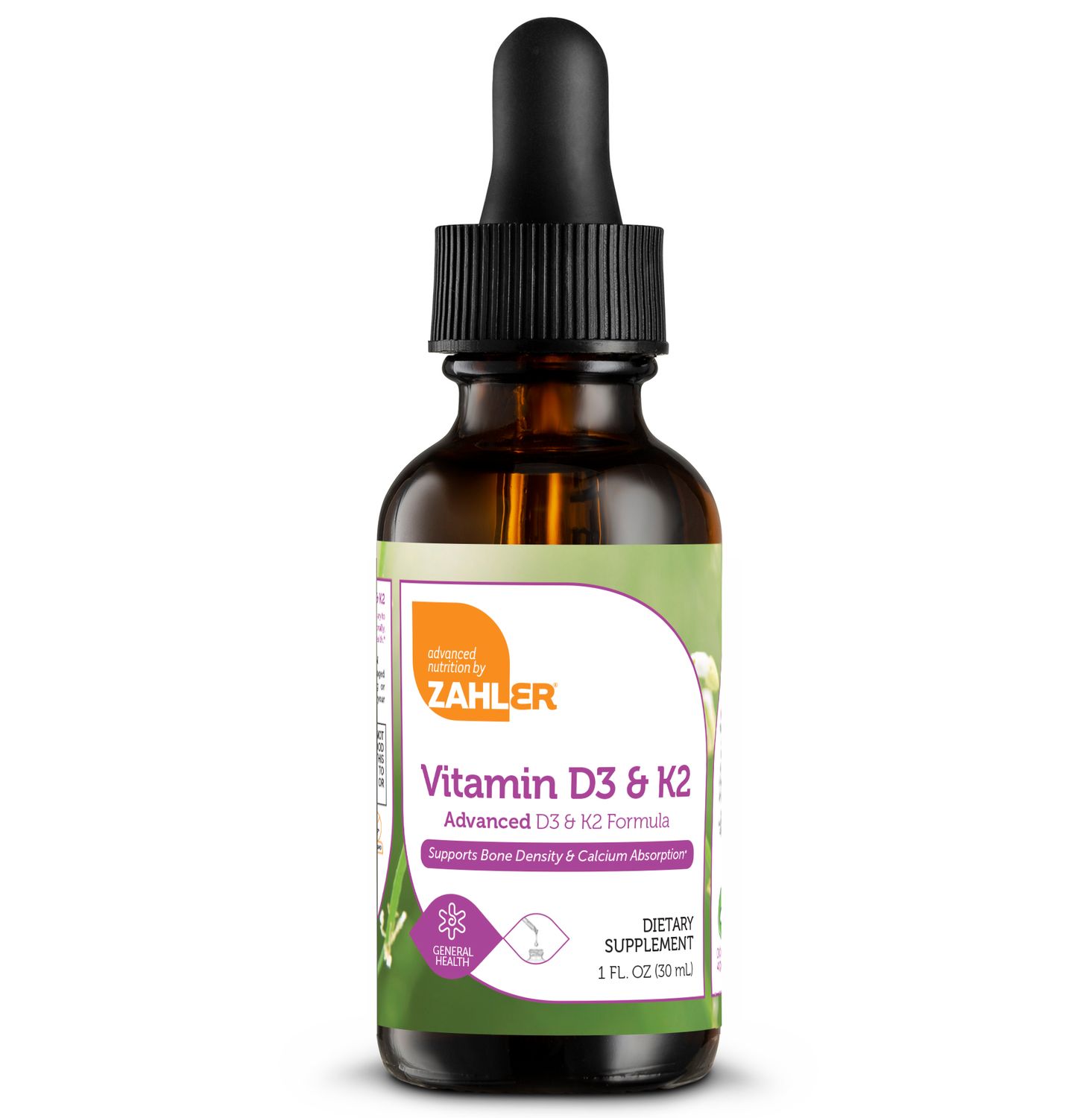 Zahlers, Kosher Vitamin D3 &amp; K2 Liquid Drops - 1 fl. oz. (29.6 mL)