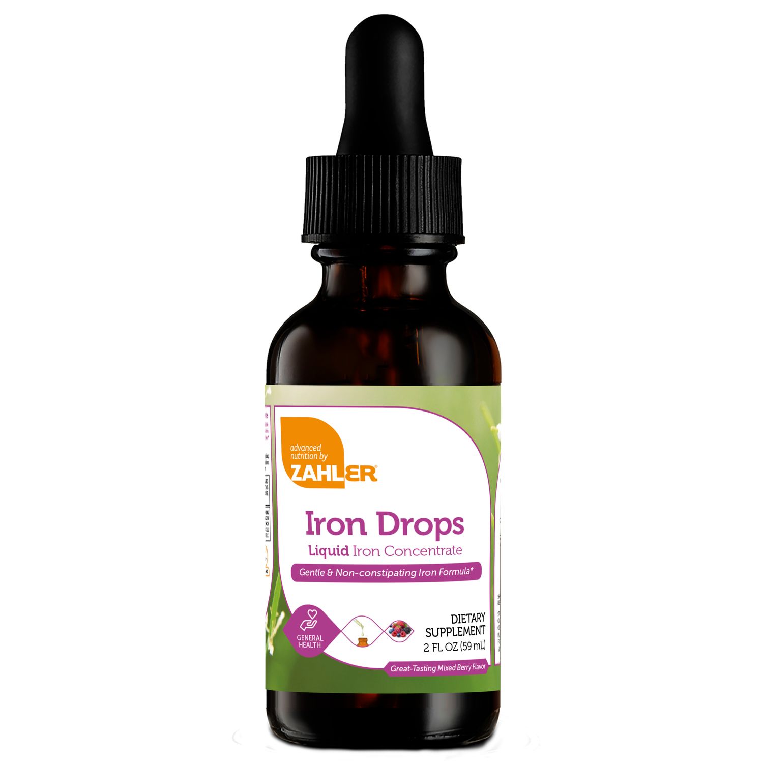 Zahlers, Kosher Iron Drops 18mg, Berry Flavor Liquid - 2 fl. oz. (59 mL)