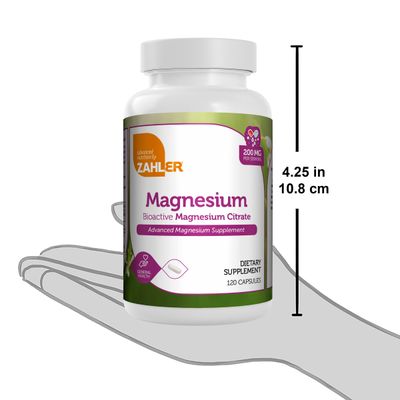 Zahlers, Kosher Magnesium Citrate 200mg - 120 Vegetarian Capsules