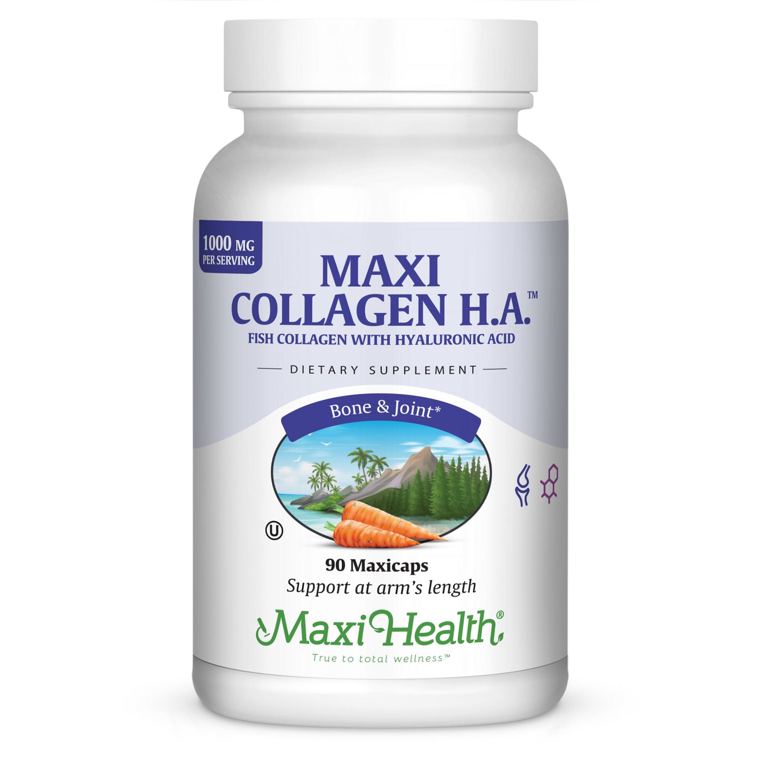 Maxi Health, Kosher Maxi Collagen H.A. With Hyaluronic Acid 1000mg - 90 Vegetarian Capsules