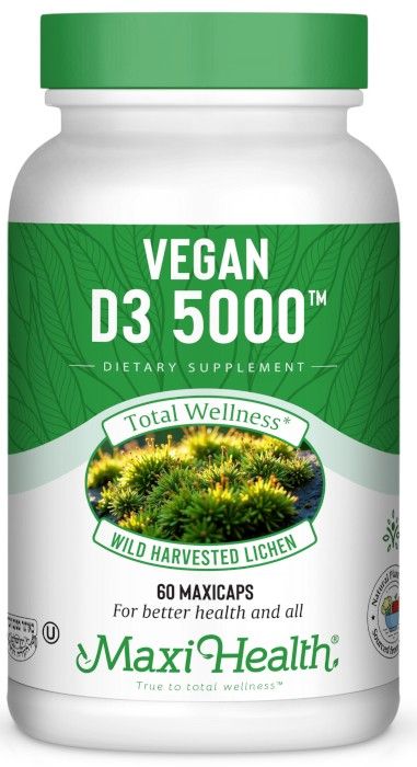 Maxi Health, Kosher Vegan D3 5000 IU - 60 Vegetarian Capsules