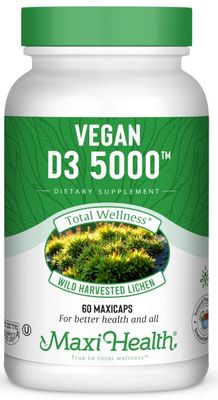 Maxi Health, Kosher Vegan Vitamin D3 5000 IU - 60 Vegetarian Capsules