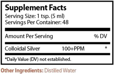 Natures Cue, COLLOIDAL SILVER 100 PPM, Nature's Biotic, Liquid - 8 fl. oz (237 mL) - Kosher for Passover