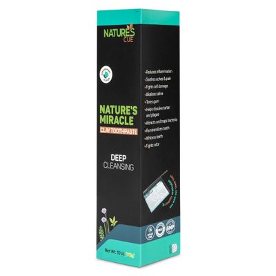 Natures Cue, Nature&#39;s Miracle, Miracle Clay, Clay Cream, Toothpaste, Peppermint Flavor - 10 oz. (283g) Tube - Kosher for Passover
