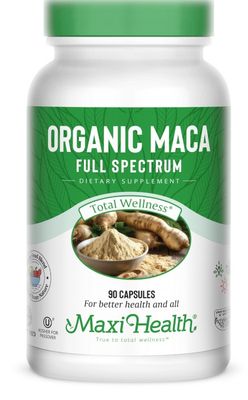 Maxi Health, Kosher Organic MACA 600mg Full Spectrum - 90 Vegetarian Capsules - Kosher for Passover