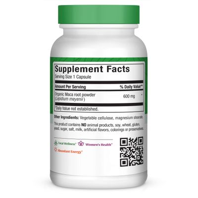 Maxi Health, Kosher Organic MACA 600mg Full Spectrum - 90 Vegetarian Capsules - Kosher for Passover