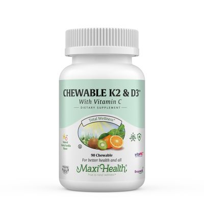 Maxi Health, Kosher Chewable K2 &amp; D3, With Vitamin C &amp; Zinc, Cherry Vanilla Flavor - 90 Chewies