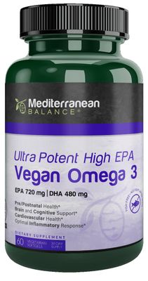 Mediterranean Balance, Kosher Ultra Potent High EPA, Vegan Omega 3 - 60 Softgels