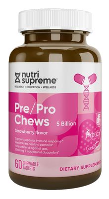 Nutri Supreme, Kosher Ultimate Pre/Pro-biotic Chews, (Prebiotic &amp; Probiotic) Strawberry Flavor - 60 Chewable Tablets