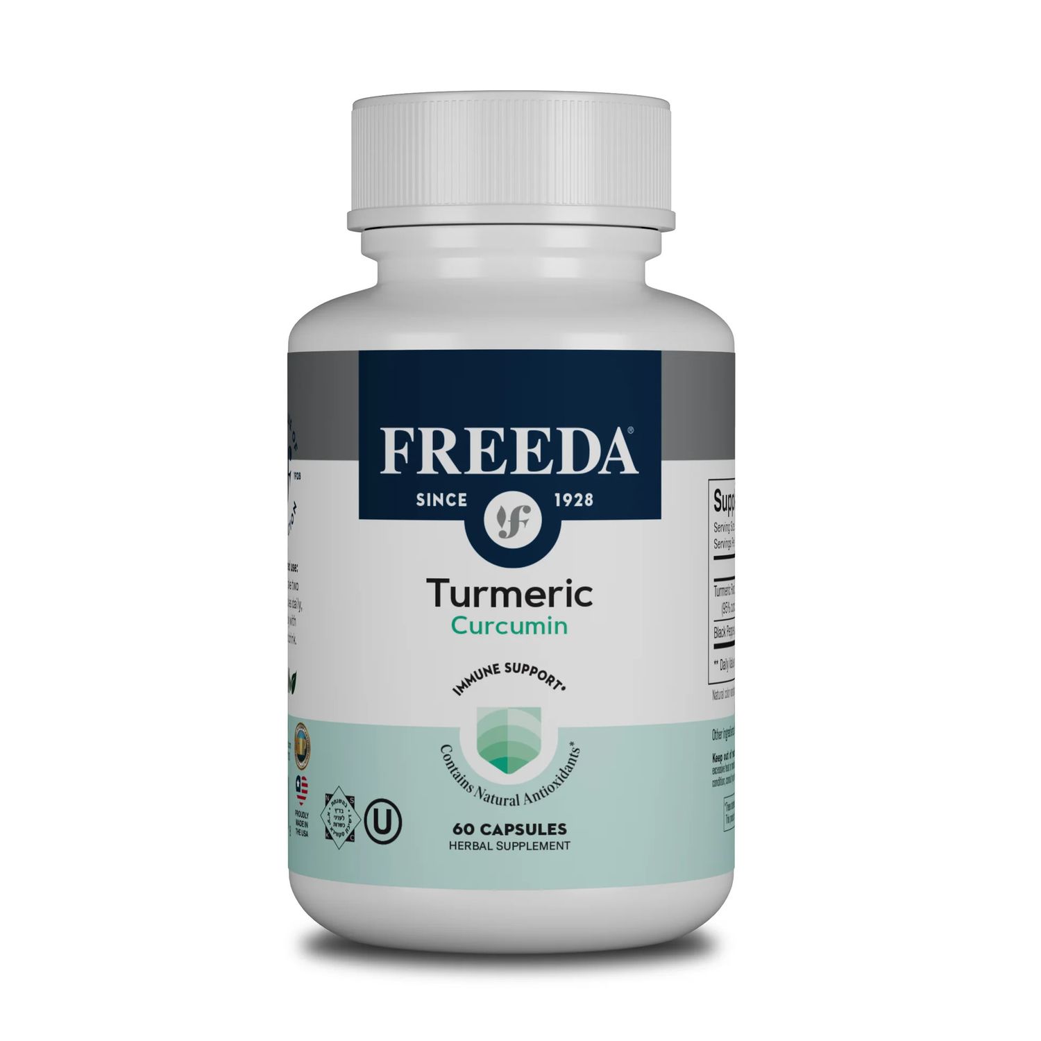 Freeda, Kosher Turmeric Curcumin 450 mg, Immune Support - 60 Vegetarian Capsules
