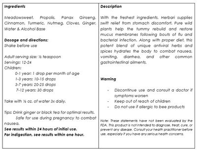 Herbari, Kosher STOMACH SUPPORT, Oral Concentrate For Stomach Virus Related Nausea &amp; Diarrhea, Liquid Tincture - 1 Fl. oz. (30 ml) - Kosher for Passover