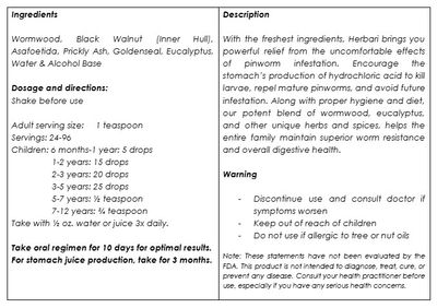Herbari, Kosher PIN DROPS, Oral Concentrate For Pinworms, Liquid Tincture - 2 fl. oz (60 mL) - Kosher for Passover