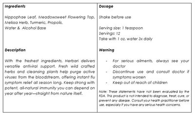 Herbari, Kosher V-FREE, Oral Concentrate All Natural Antiviral, Flu &amp; Cold Support, Liquid Tincture - 2 Fl. oz. (60 ml) - Kosher for Passover