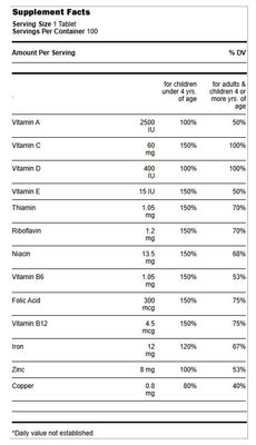Landau, Kosher POLY-Y-LAN Chewable Multi Vitamin &amp; Minerals, With Iron - 250 Tablets