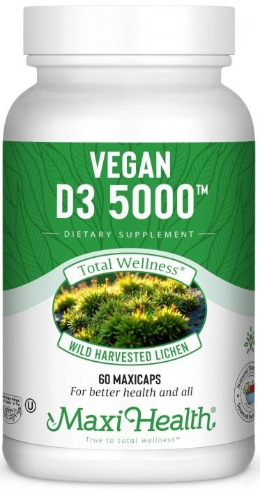 Maxi Health, Kosher Vegan D3 5000 IU with K2 - 60 Vegetarian Capsules