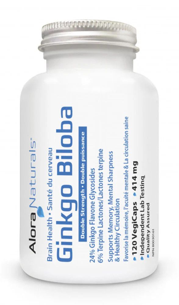 Alora Naturals, Gingko Biloba 120mg, Supports Memory, Mental Sharpness &amp; Healthy Circulation - 120 Vegetarian Capsules