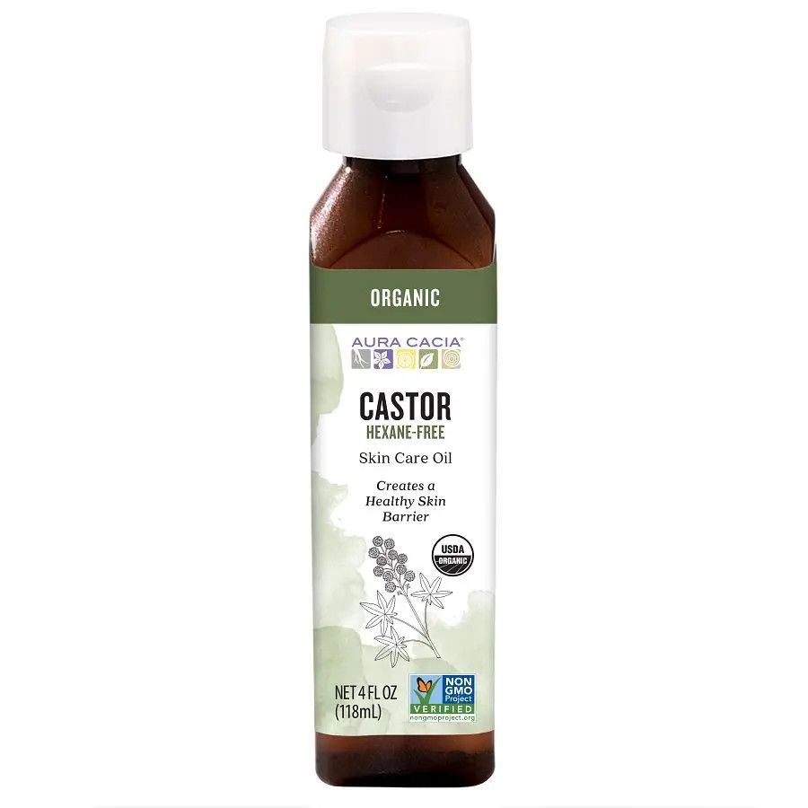 Aura Cacia, CASTOR Skin Care Oil Organic, Hexane-Free, Creates A Healthy Skin Barrier - 118 mL (4 fl. oz)