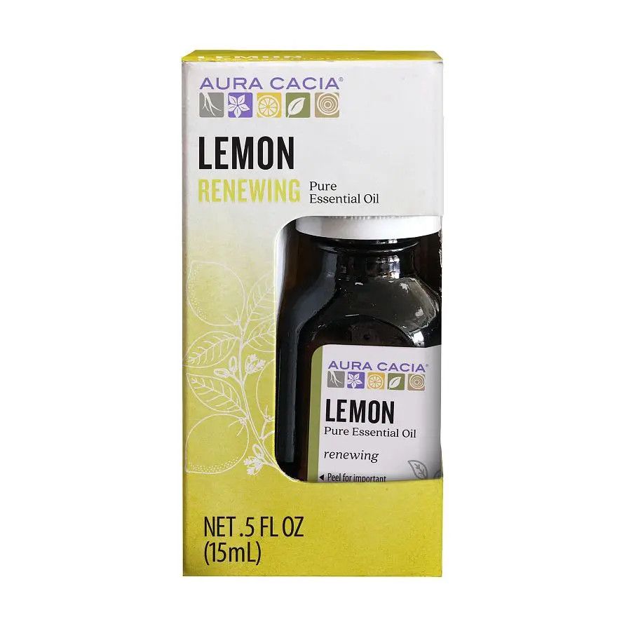 Aura Cacia, LEMON Pure Essential Oil, For Renewing A Clean Living Space, Boxed - 15 mL (0.5 fl. oz)