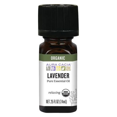 Aura Cacia, LAVENDER Pure Essential Oil ganic, For Relaxing When You Feel Edgy - 7.4 mL (0.25 fl. oz)
