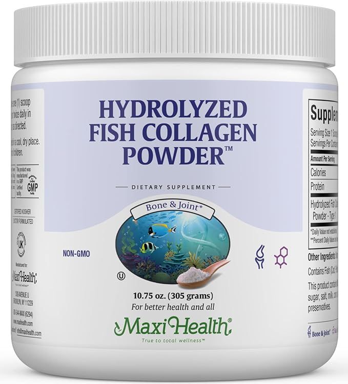 Maxi Health, Kosher Hydrolyzed Fish Collagen Powder - 10.75 oz. (305 grams)