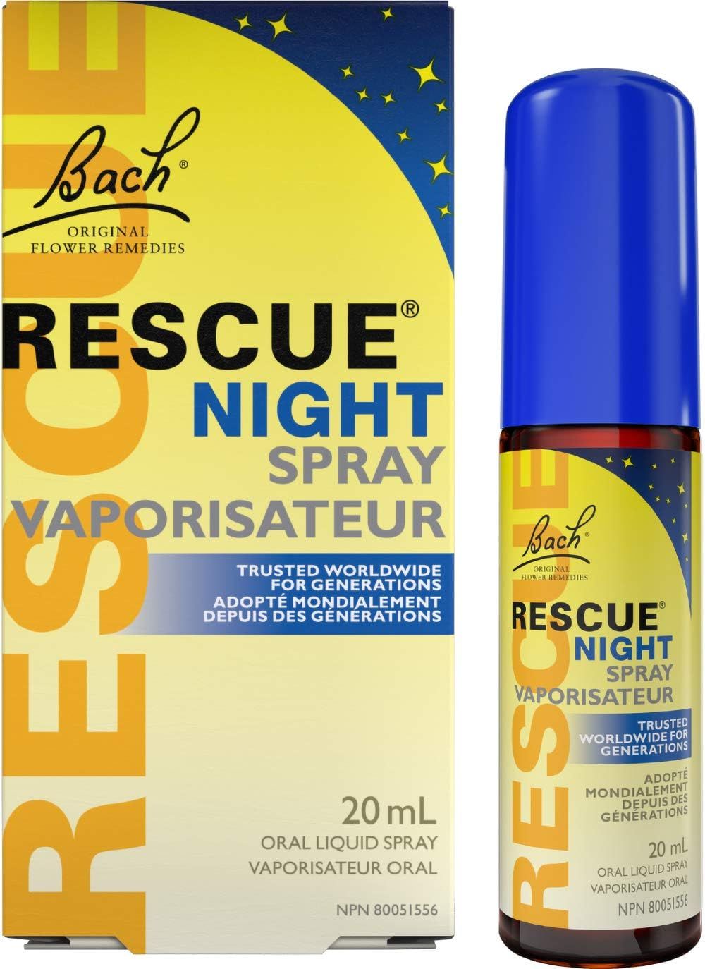Bach, RESCUE NIGHT, For Insomnia Caused By Stress, Oral Liquid Spray - 20 mL
