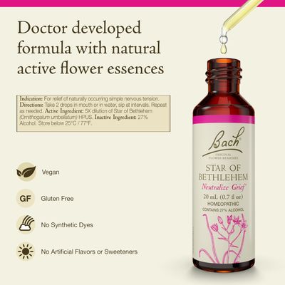 Bach, STAR OF BETHLEHEM, Softens The Impact Of Shock, Grief Or Fright, Oral Liquid Dropper - 20 mL