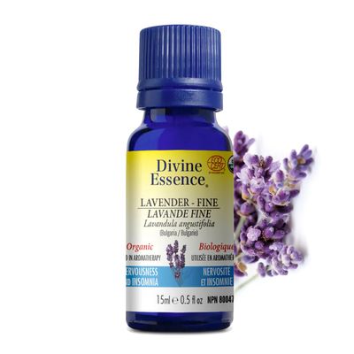 Divine Essence, LAVENDER-FINE, Relieves Nervousness, Irritability &amp; Worry &amp; To Help With Sleep, Essential Oil - 15 mL