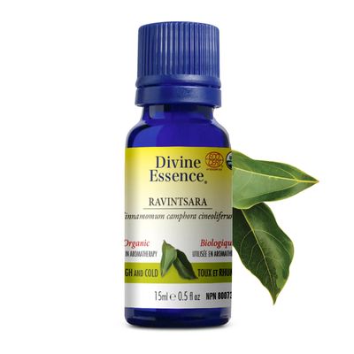 Divine Essence, RAVINTSARA Organic, Relieves Cough Due To Colds, Essential Oil - 15 mL
