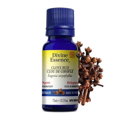 Divine Essence, CLOVE BUD Organic, Relieves Toothache, Essential Oil - 15 mL