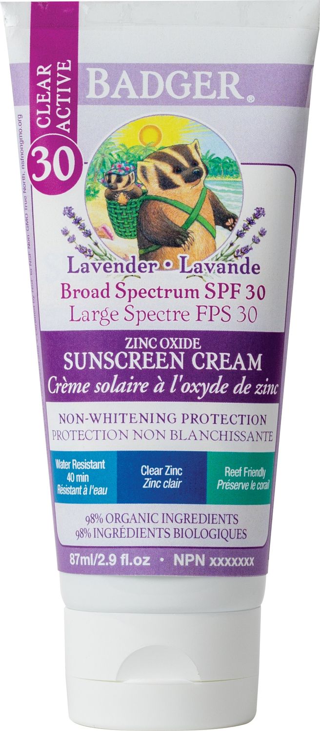 Badger Balms, Kids, Lavender Clear Zinc Sunscreen, Cream - 87 mL (3 oz)