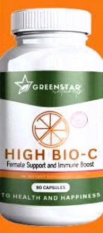 GREENstar Naturals, Kosher HIGH BIO-C For Female Support &amp; Immune Boost, With Vitamin C, Bioflavonoids &amp; Red Raspberry Leaf - 90 Vegetarian Capsules