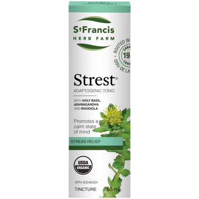 St. Francis Herb Farm, STREST, Adaptogenic Tonic &amp; Promotes A Calm State Of Mind, Liquid Tincture - 50 mL