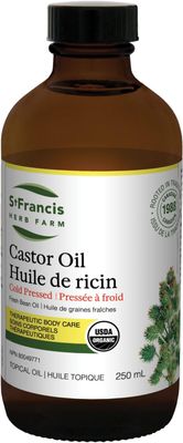 St. Francis Herb Farm, CASTOR OIL Organic, Relieves Itchy Skin, Topical Oil - 250 mL