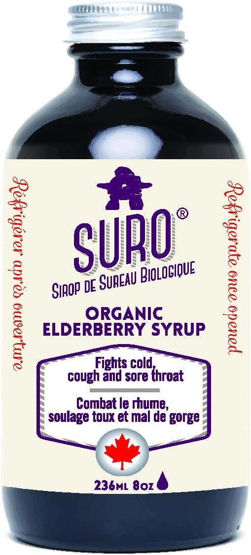 Suro, ORGANIC ELDERBERRY SYRUP, Fights Cold, Cough &amp; Sore Throat, Adult, Liquid - 236 mL (8 oz)