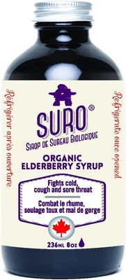 Suro, ORGANIC ELDERBERRY SYRUP, Fights Cold, Cough &amp; Sore Throat, Adult, Liquid - 236 mL (8 oz)